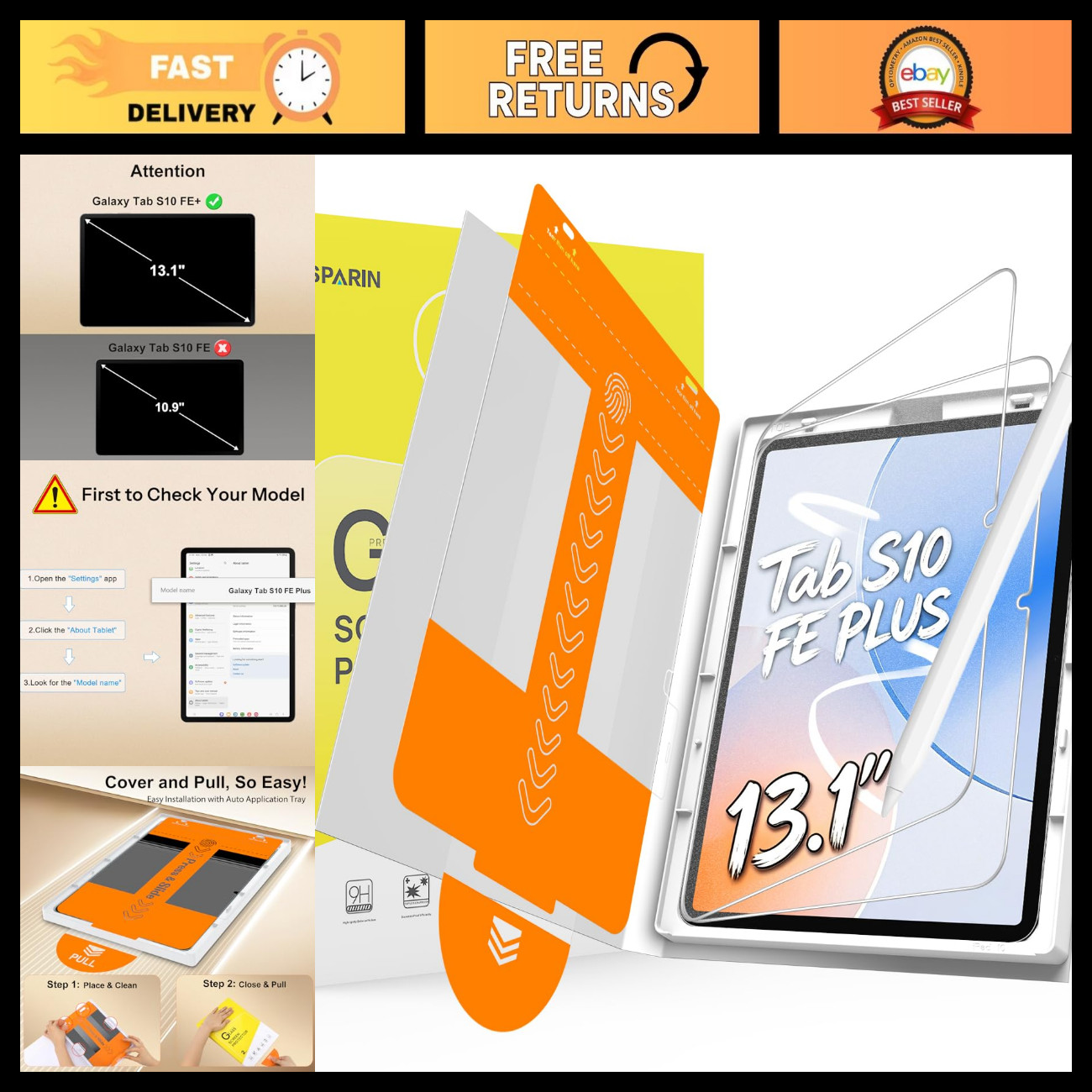 13.1" Paper Screen Protector for Samsung Galaxy Tab S10 FE Plus - Anti-Glare, Sc