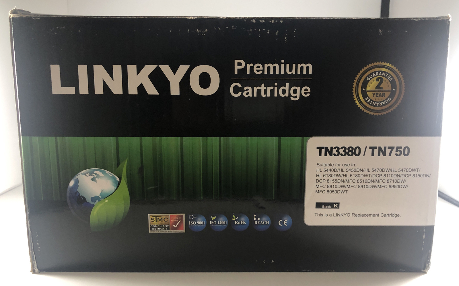 LINKYO Replacement Toner Cartridges 2 pack compatible with Brother TN3380 TN750