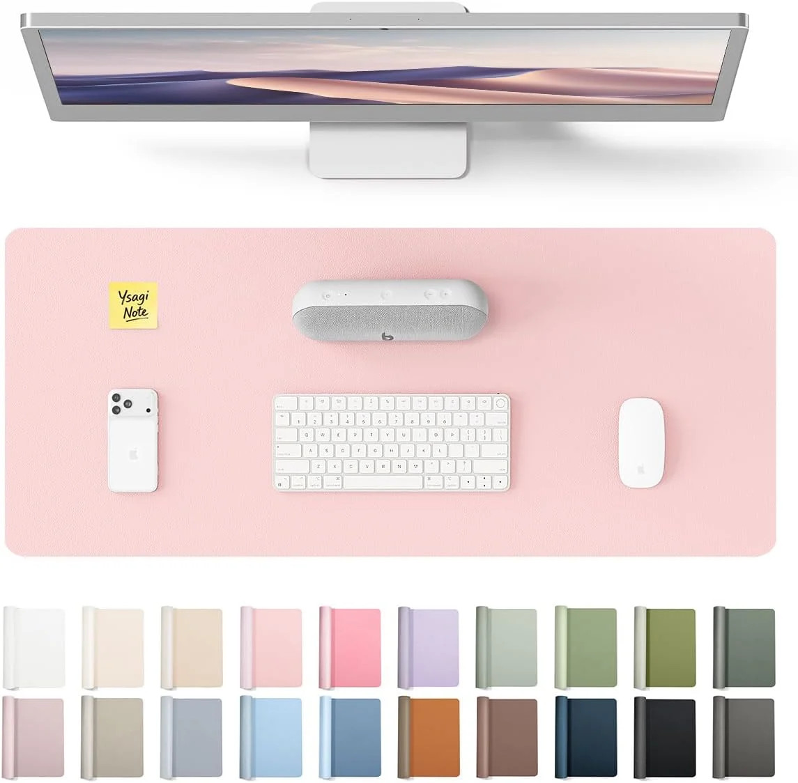 YSAGi Leather Desk Protector, Office Mat, Large Mouse Mat, Non-Slip PU Leather B