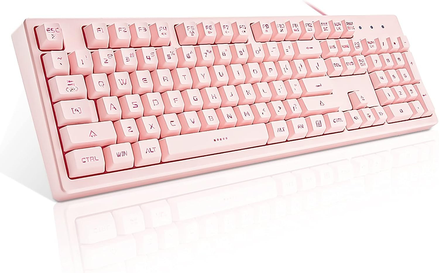 Pink Wired Keyboard with White LED Backlit
