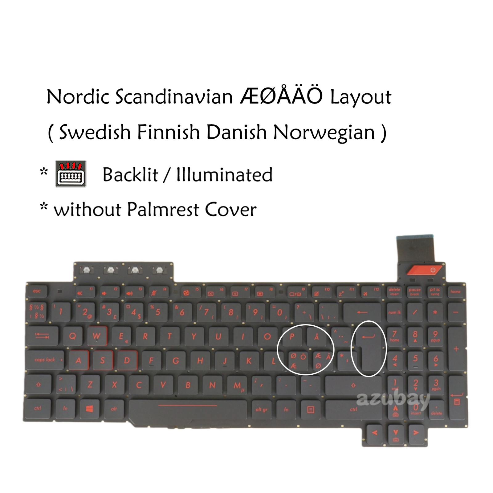Nordic ND Laptop Keyboard For ASUS FX503 FX503VD FX503VM V170746DK1 Red Backlit