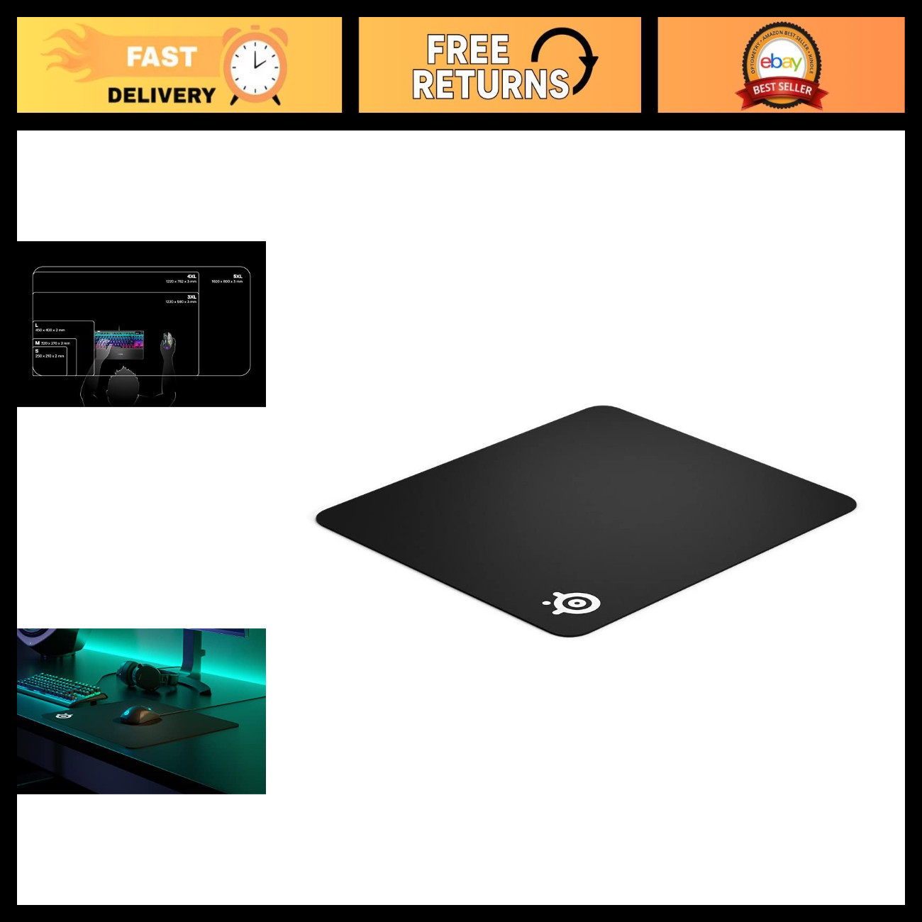 Large Gaming Mouse Pad - Extra Thick, Non-Slip, Smooth Surface for Precision Con
