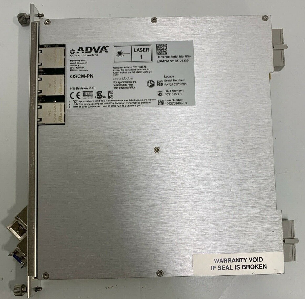 ADVA Optical Networking OSCM-PN 1063708463-03 4031015001 REV E CARD