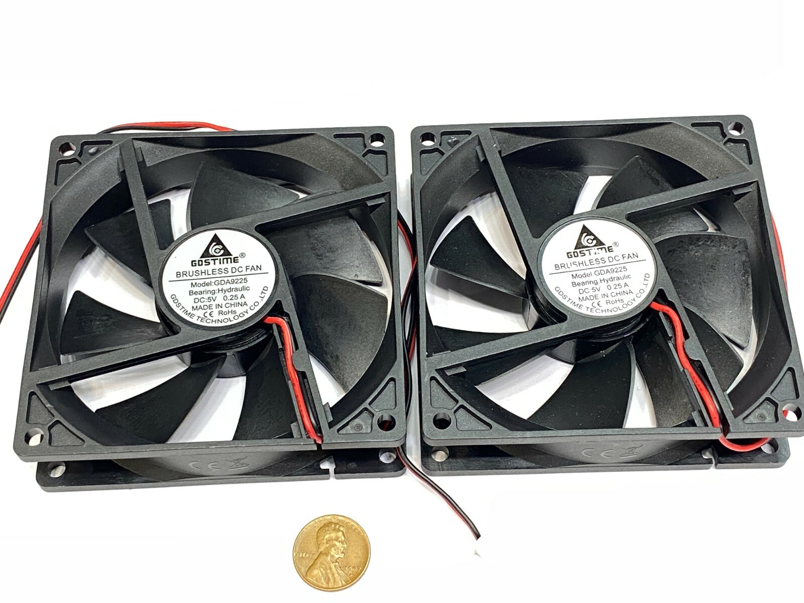 2 x Fan 5V 0.2A Computer PC CPU Case  9225 92mm 92x92x25mm 2pin  DC  G13
