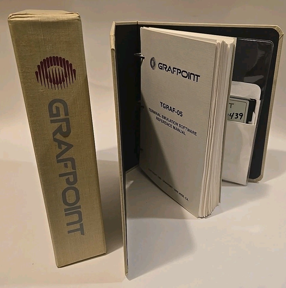 GRAFPOINT TGRAF-05 TERMINAL EMULATION SOFTWARE AI IBM  Rare Vintage 5.25" Disks