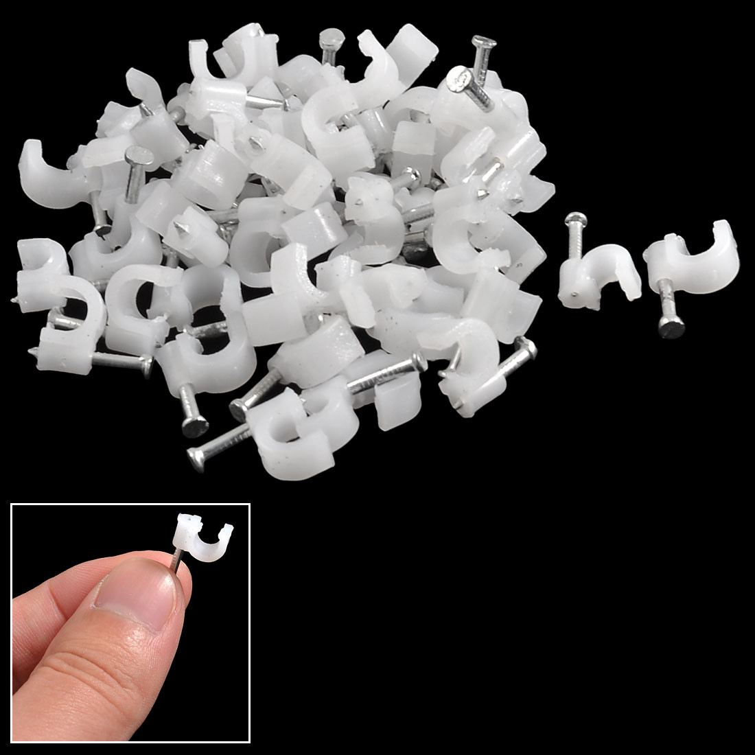 60 Pcs Wall Mount 5mm Dia Electric Cable Circle Nail Clips Fasteners