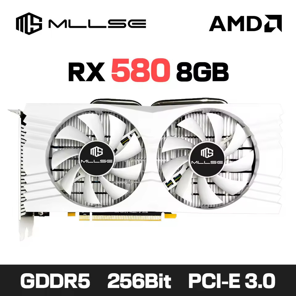 MLLSE AMD Radeon RX 580 8GB 2048SP Graphics Card GDDR5 256-bit PCI Ex-White