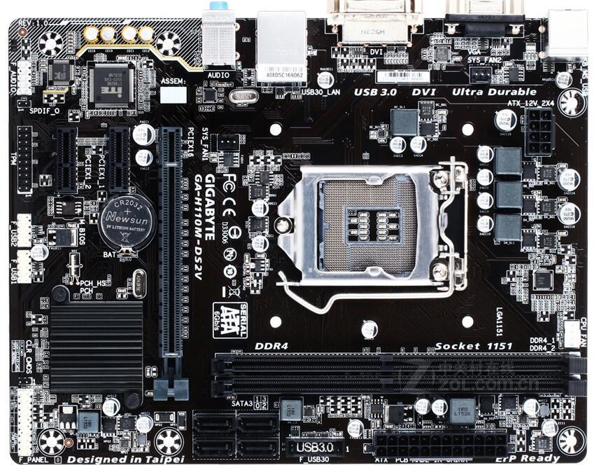 Gigabyte GA H110M DS2V Motherboard Socket DDR4 LGA 1151 USB3.0 SATA3 PCI-E3.0