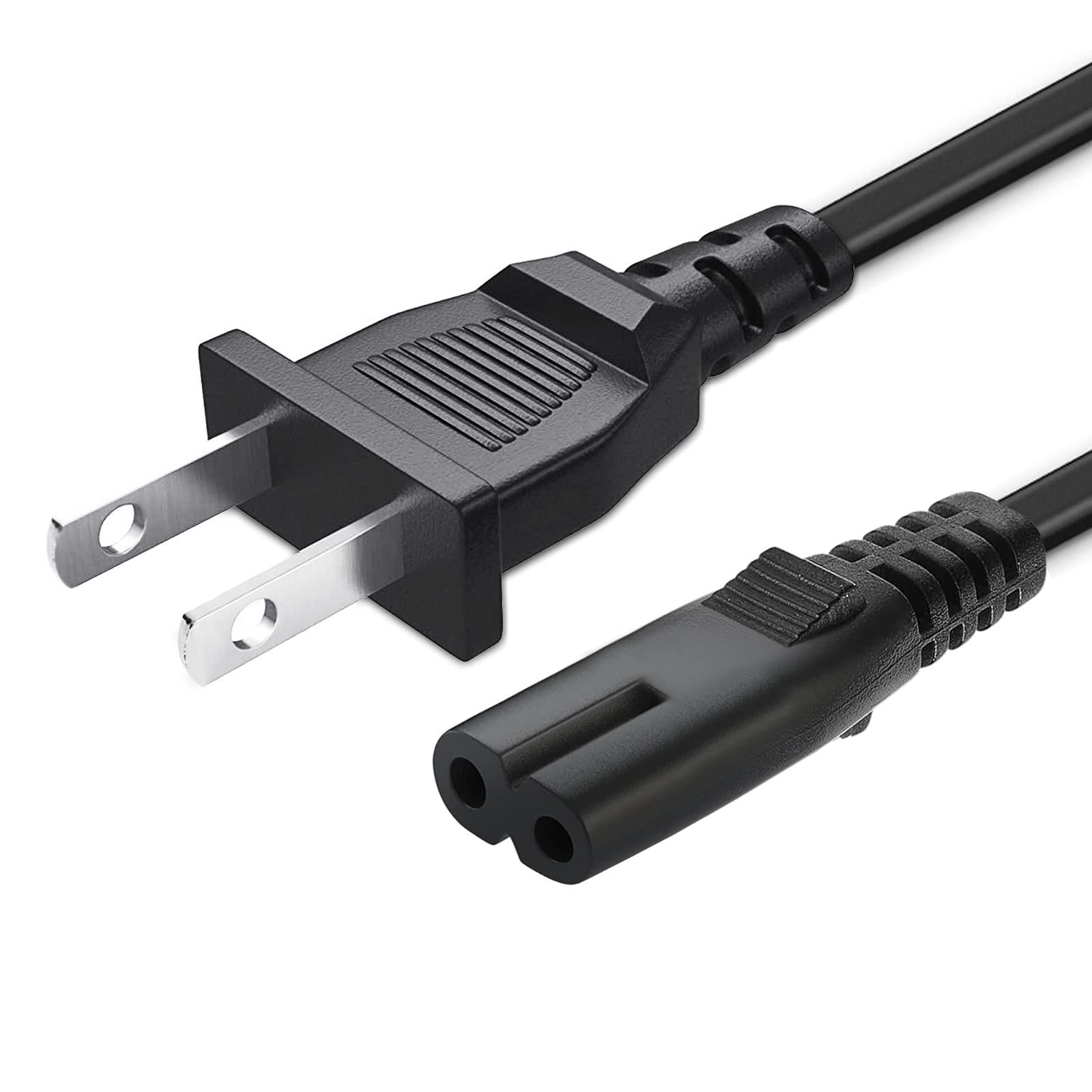 2 Prong TV Power Cable Cord for TCL Roku Smart LED LCD HD TV 24" 32" 40" 42" ...