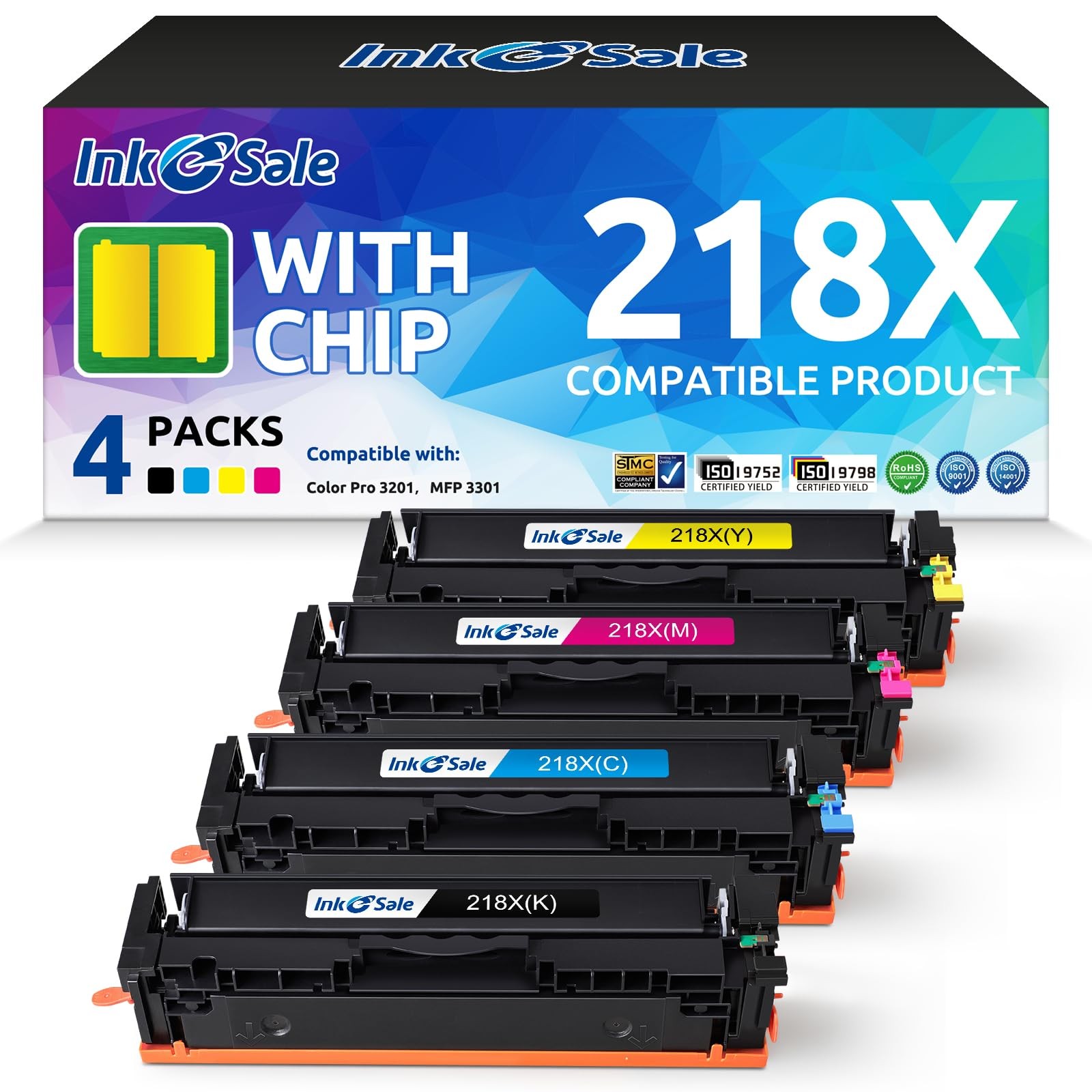 218X Toner Cartridge 4 Pack High-Yield with Chip 4-Pack, Multicolor