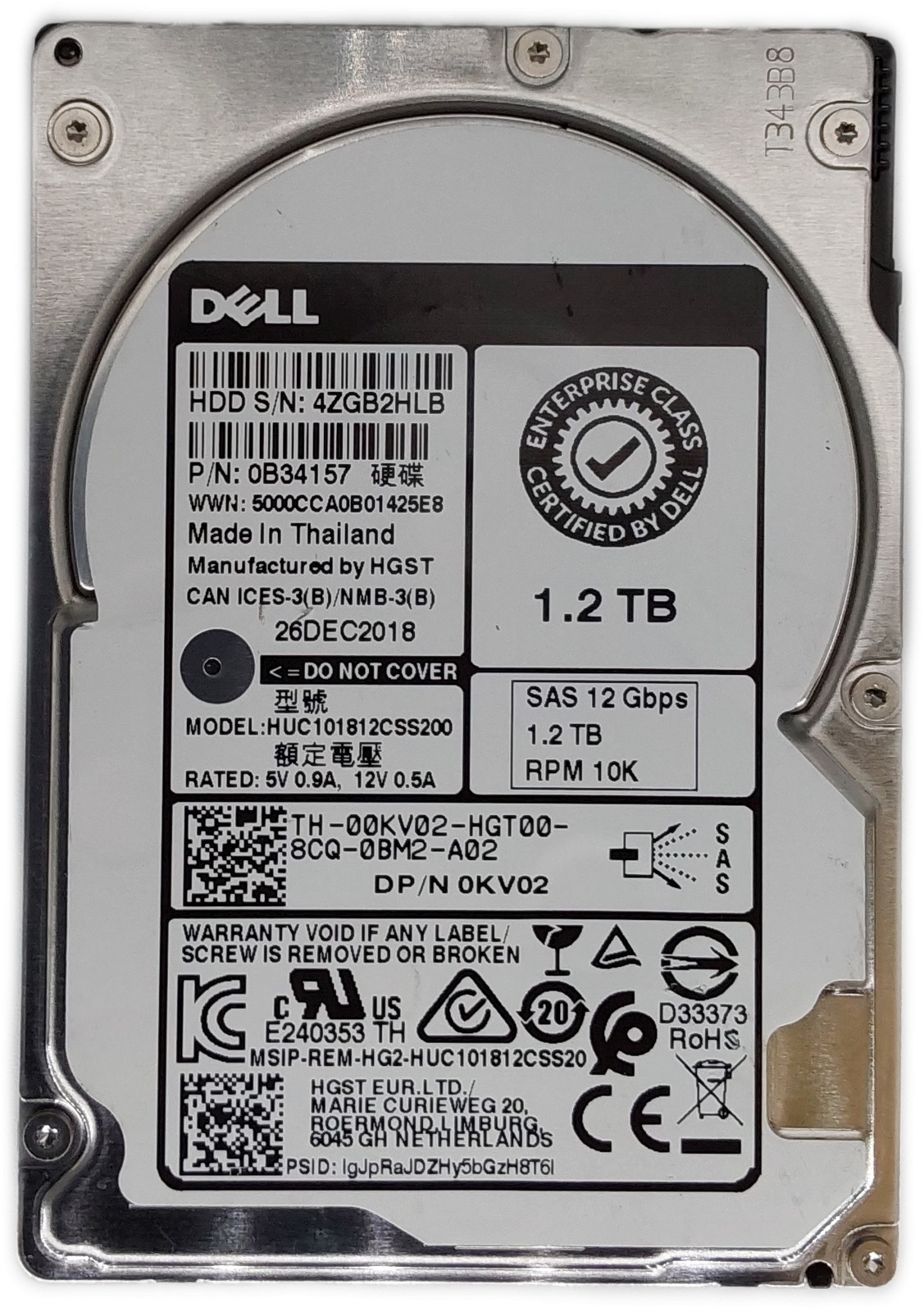 HGST / Dell HUC101812CSS200 1.2TB 2.5" SAS-3 HDD