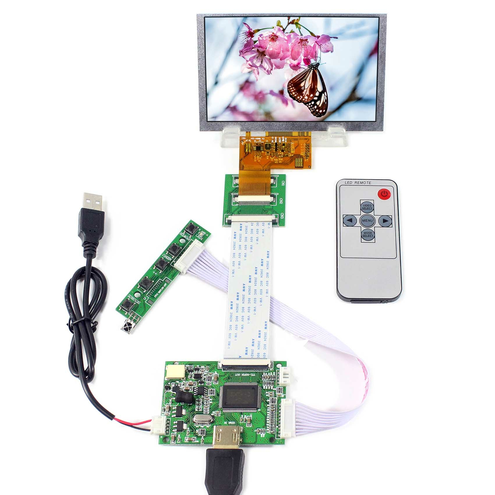 HD LCD Controller board VS-TY50-V2+ 5" VS050T 002A LCD Remote Control