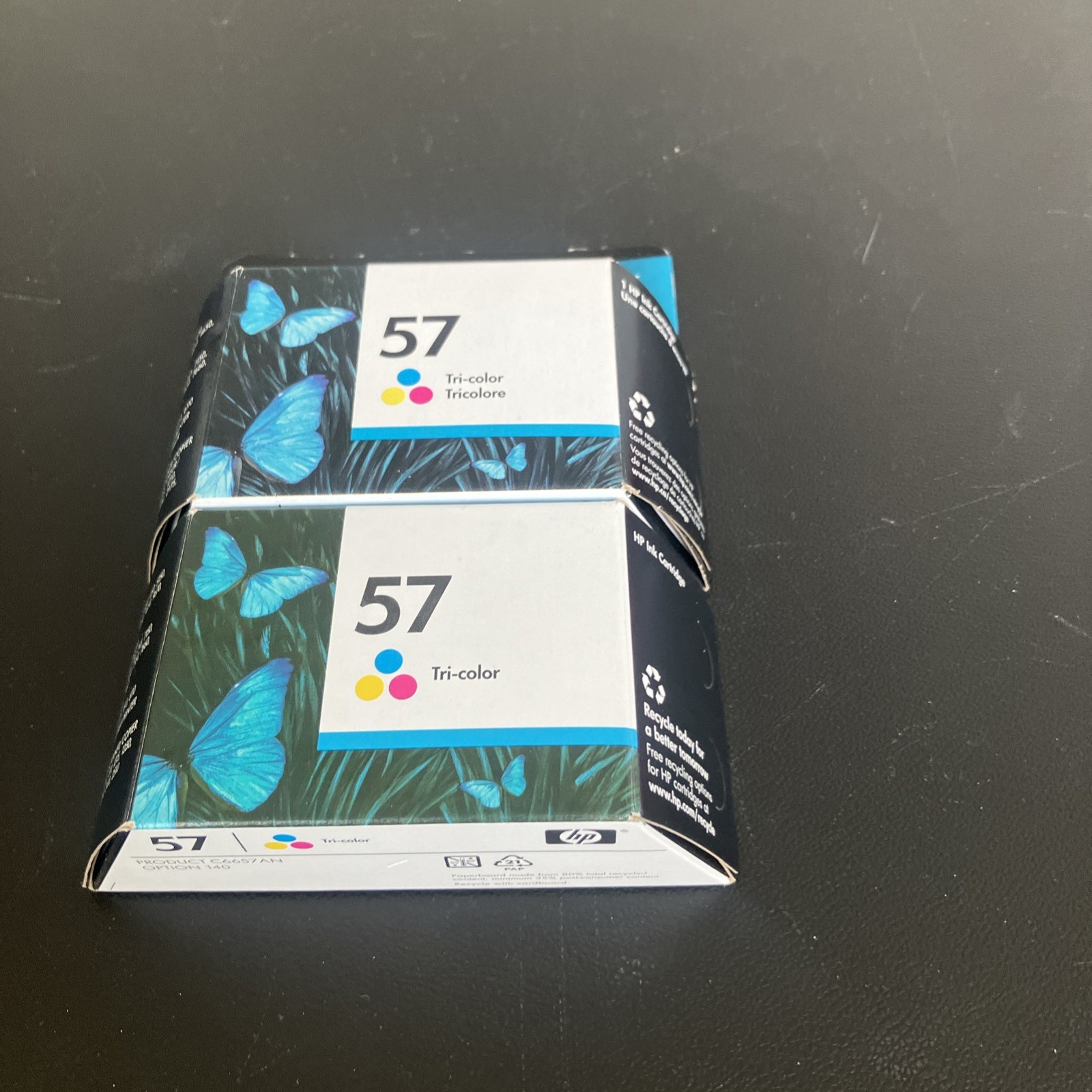 2-HP 57 Tri-Color Original Ink Cartridges (Model C6657AN) Expired See Pic 4 Date
