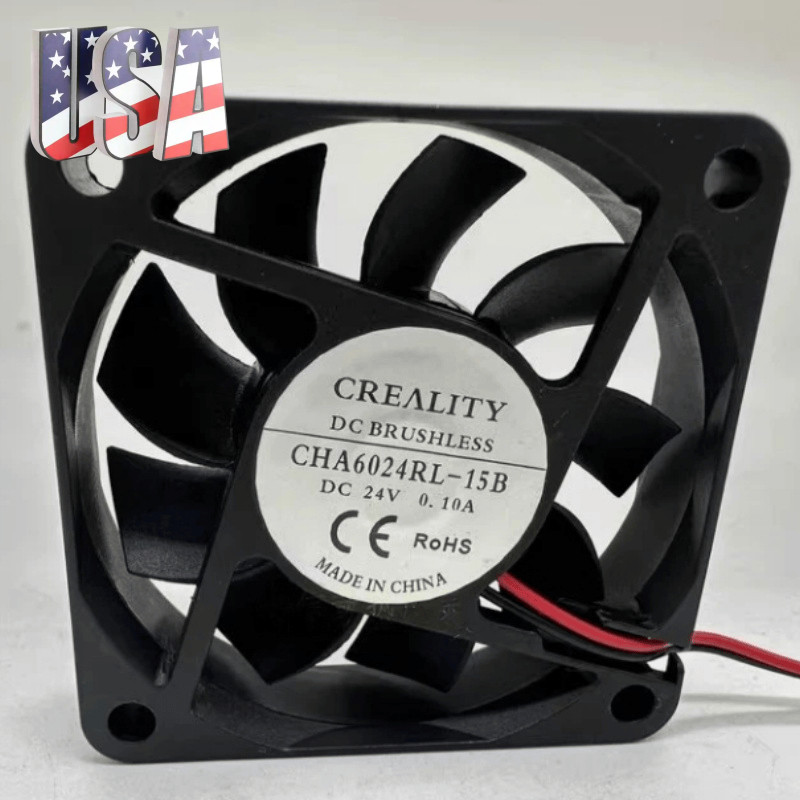 1PCS CREALITY Fan CHA6024RL-15B DC24V 0.10A 6CM 6015 2 Wire cooling fan