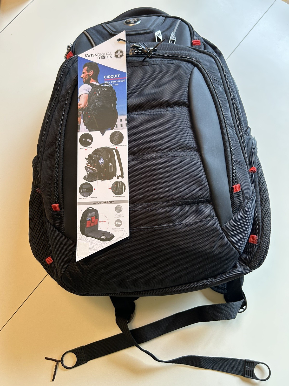 SWISSGEAR Black 15" Laptop Backpack TSA Friendly USB Charge RFID SKIM BLOCK 