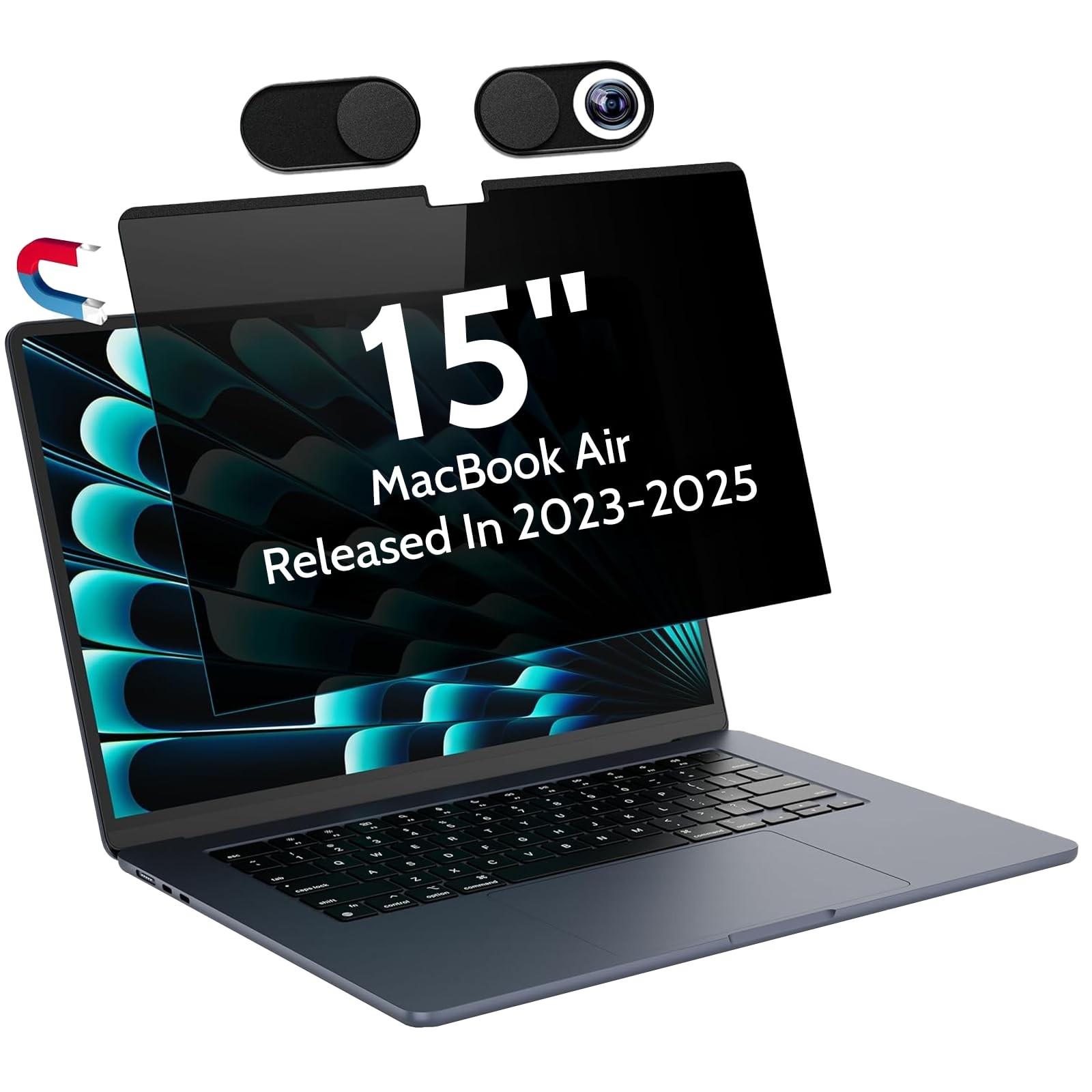 Magnetic Privacy Screen for MacBook Air 15" 2023-2025 Anti-Glare Blue Light F...