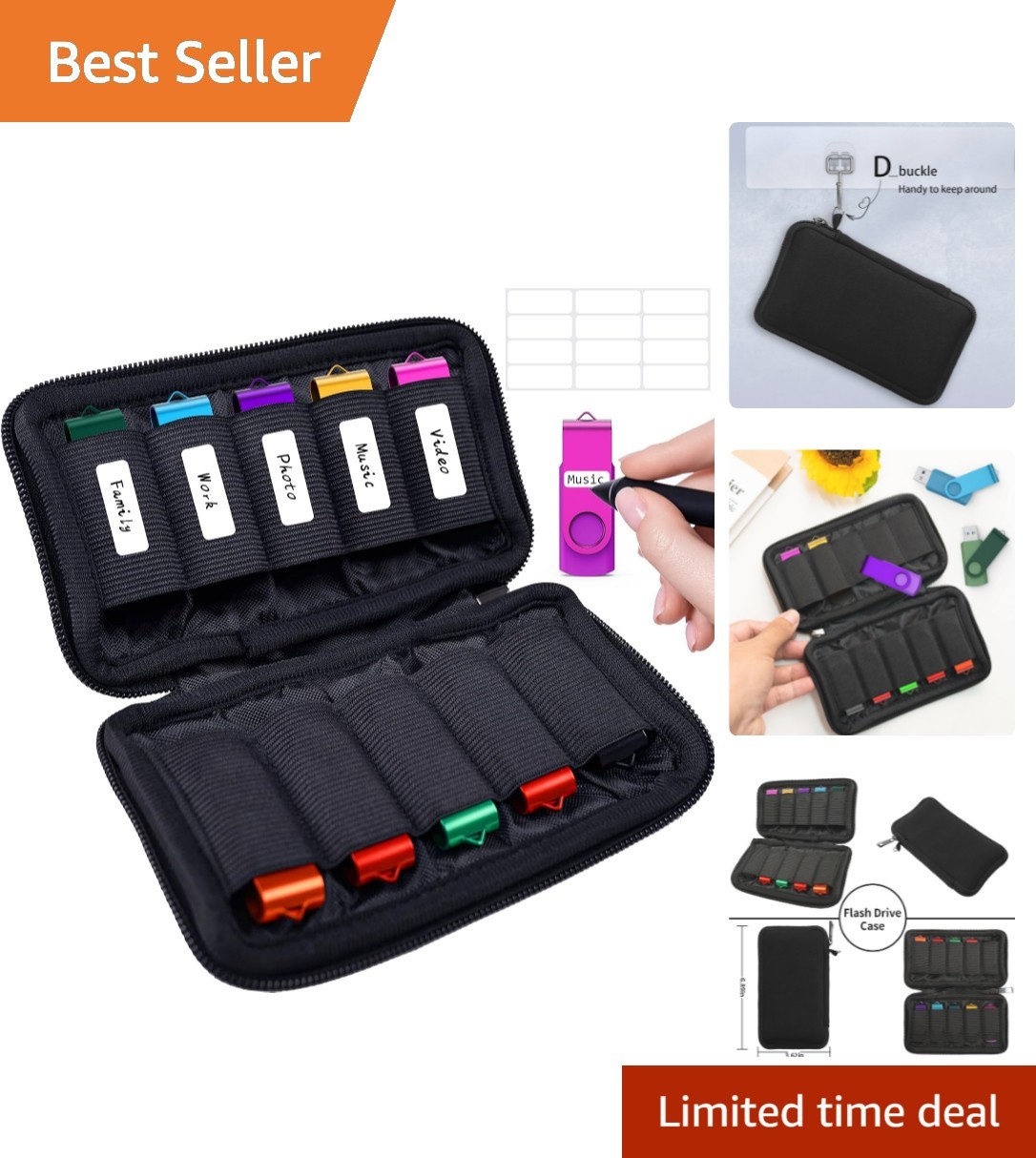 Compact 10-Slot USB Storage Bag - Stylish Protector for Travel and Everyday Use