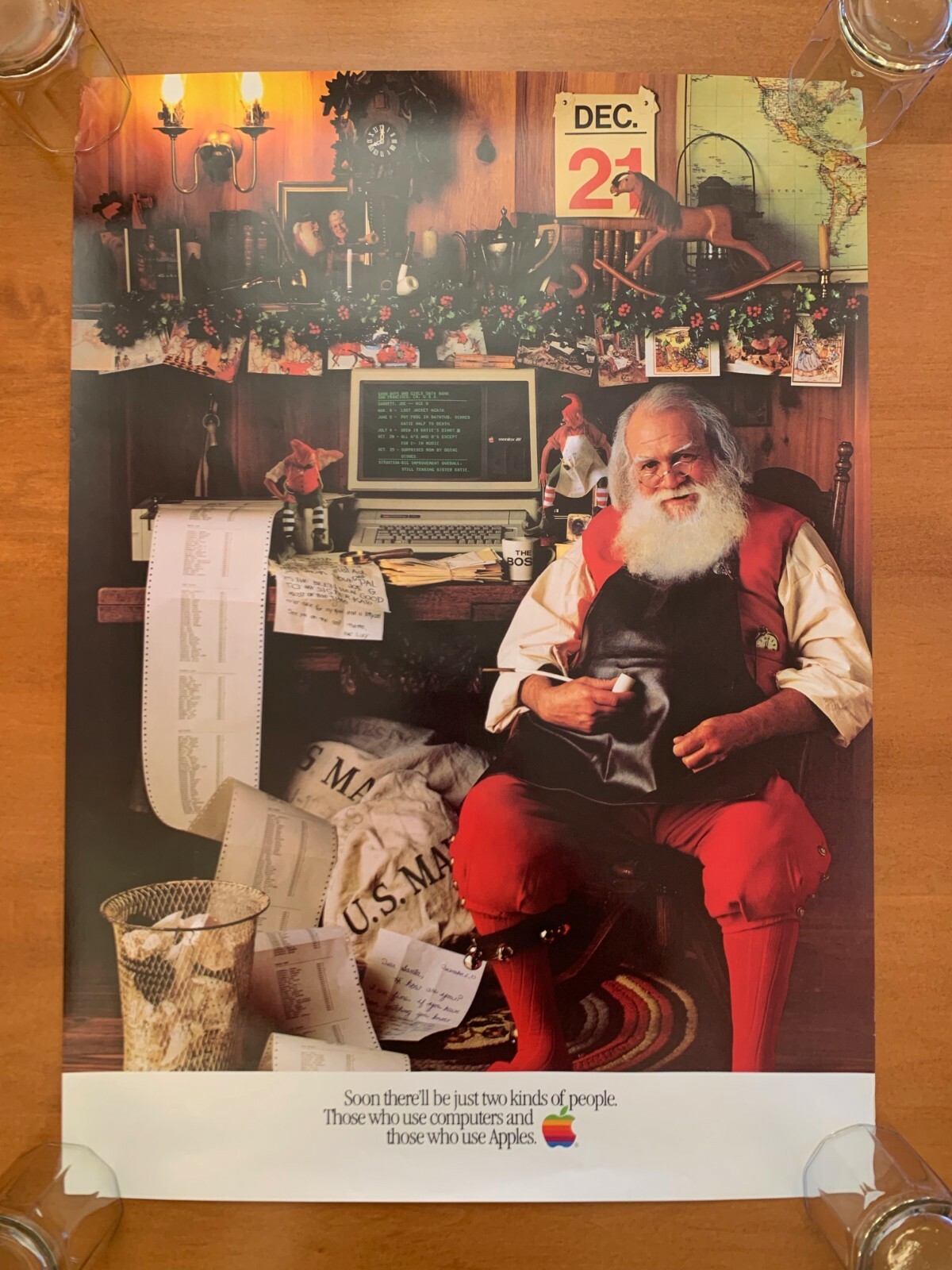RARE 1983 Apple Computer Santa Poster Apple II III Christmas Steve Jobs Lisa Mac