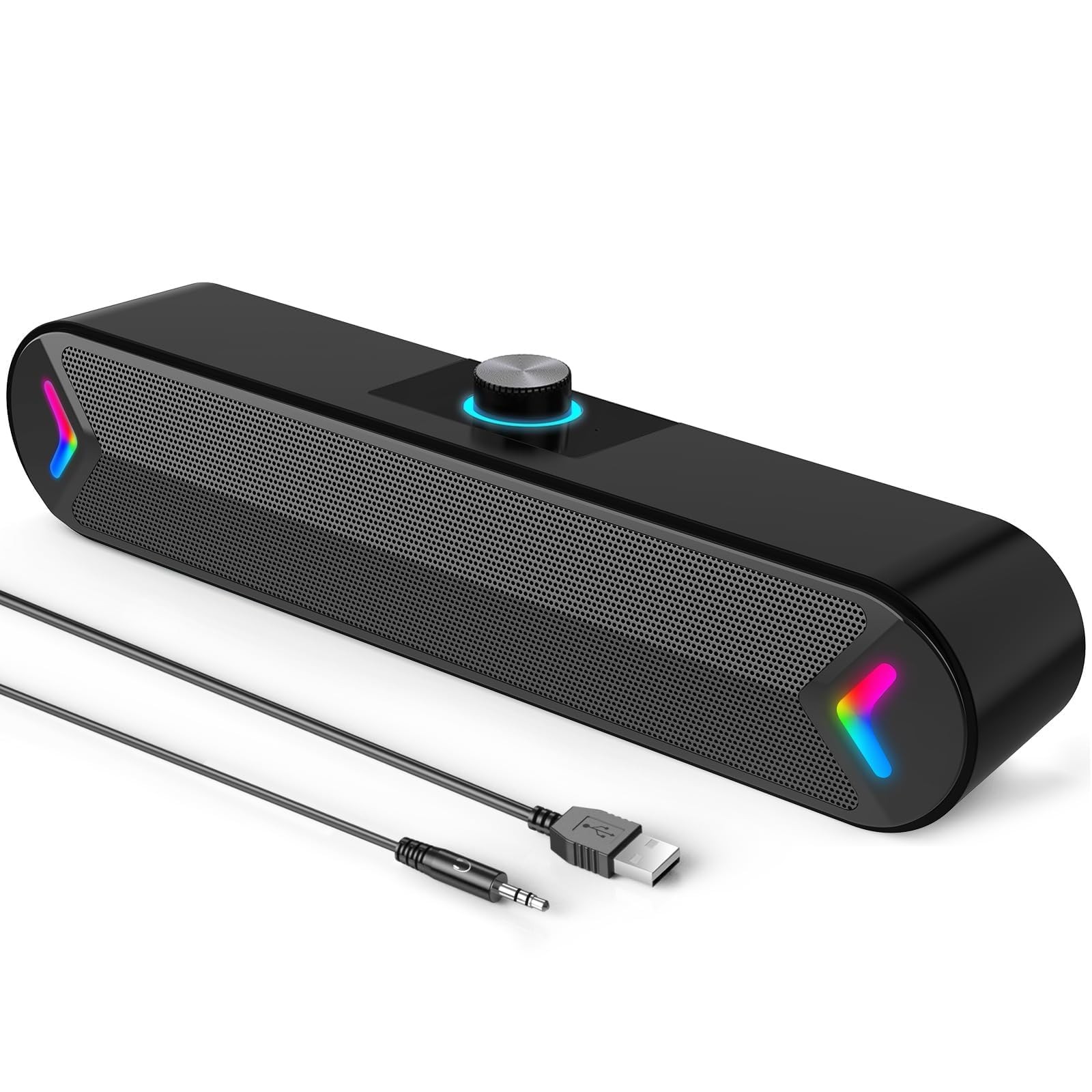 LENRUE Computer Speakers,PC Speakers for Desktop,Wired USB-Powered Sound-bar ...