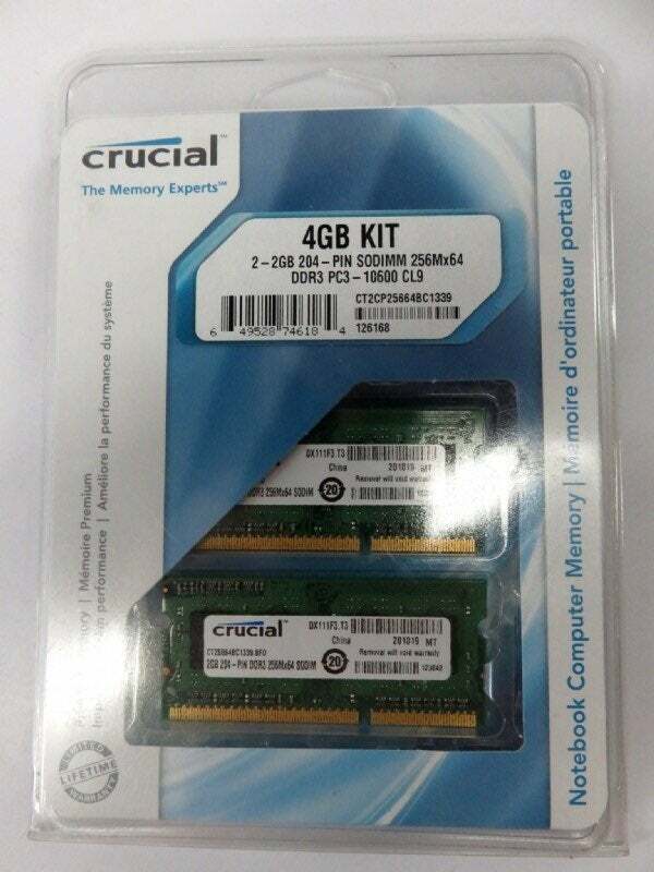 Crucial 2- 2GB 204-PIN SODIMM DDR3  Memory Module 4GB Kit CT2KIT25664BC1339
