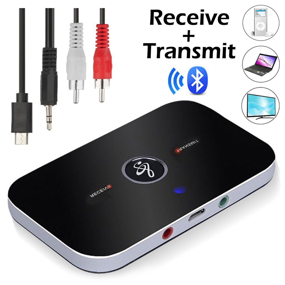 Bluetooth 4.1 Audio Transmitter Receiver 2 in1 RCA Stereo Music Wireless Adapter