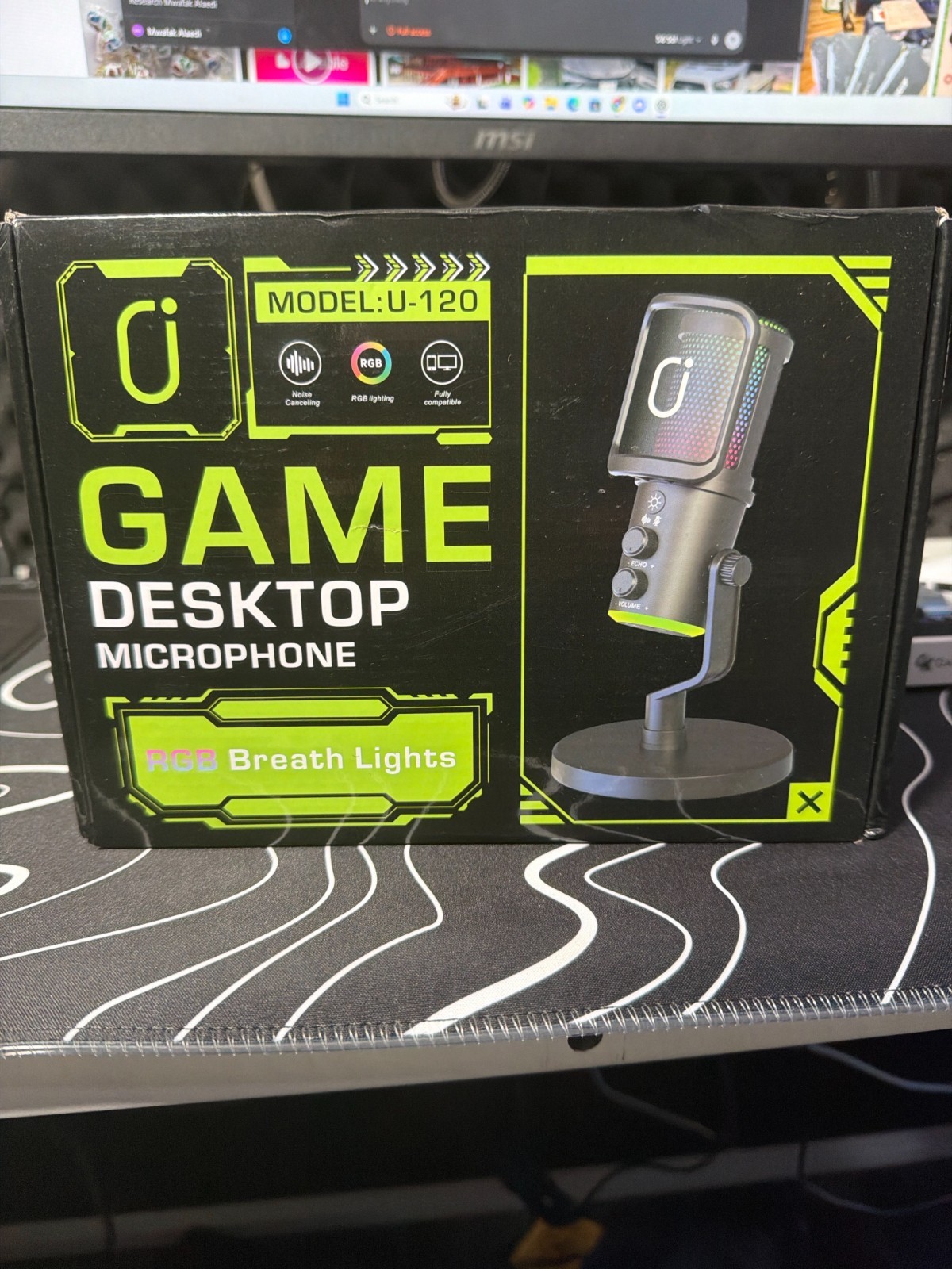 U-120 RGB USB Desktop Gaming Microphone Noise Canceling New