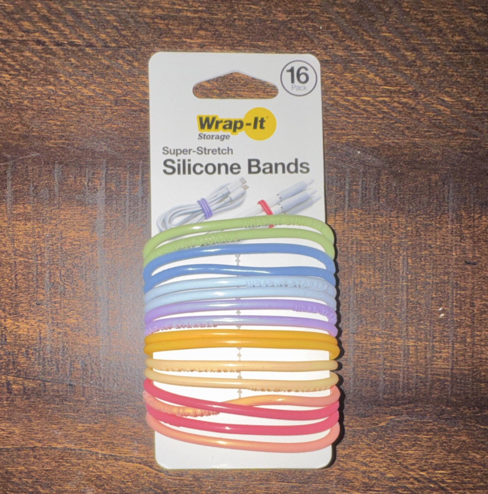 Wrap-It Storage Silicone Bands Multicolor 16 Pack Super-Stretch Reusable