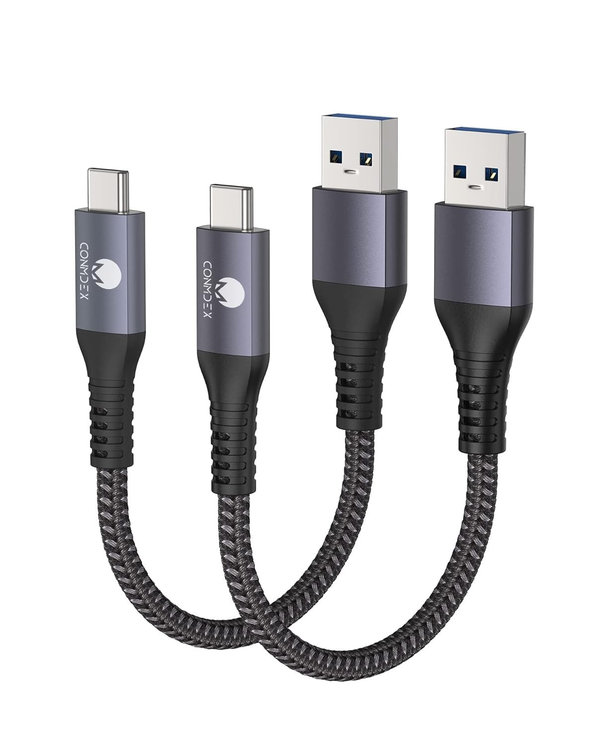 CONMDEX Android Auto USB Cable [1.5ft, 2-Pack] 10Gbps, 3A 1.5ft+1.5ft, Grey