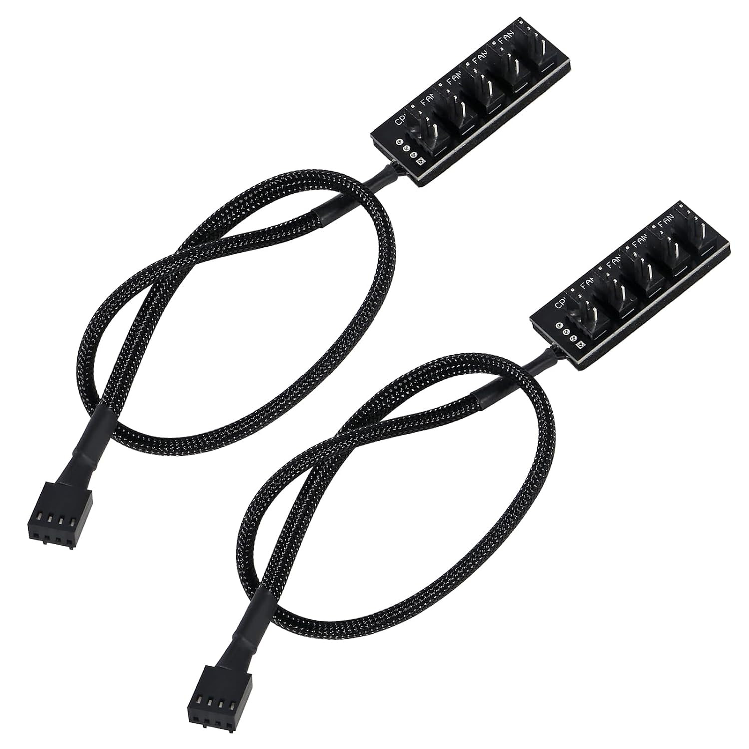 2-Pack 4-Pin PWM Fan Hub - 1 to 5 Way Splitter Power Supply Cable for PC
