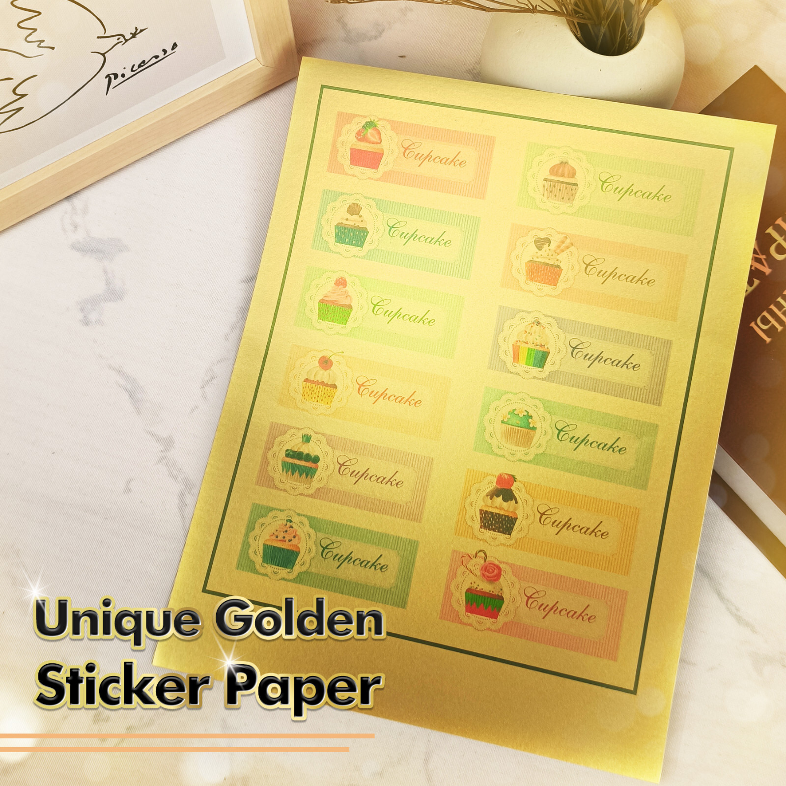 Koala Gold Sticker Paper for Inkjet & Laser Printers 8.5x11 Self-Adhesive Glossy
