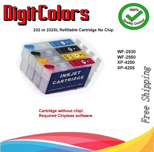 232XL 232 Empty Refillable Cartridge  No Chip for XP-4205 XP-4200 WF-2950