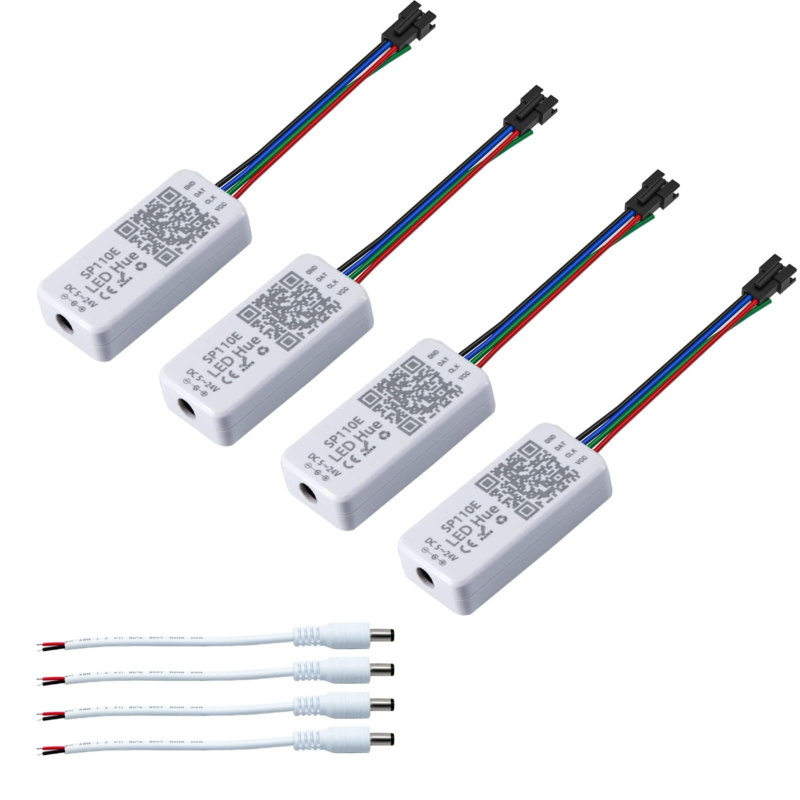 Sp110 Led Hue Ws2812b Controller, 4-Pack Sp110e LED Bluetooth small, White