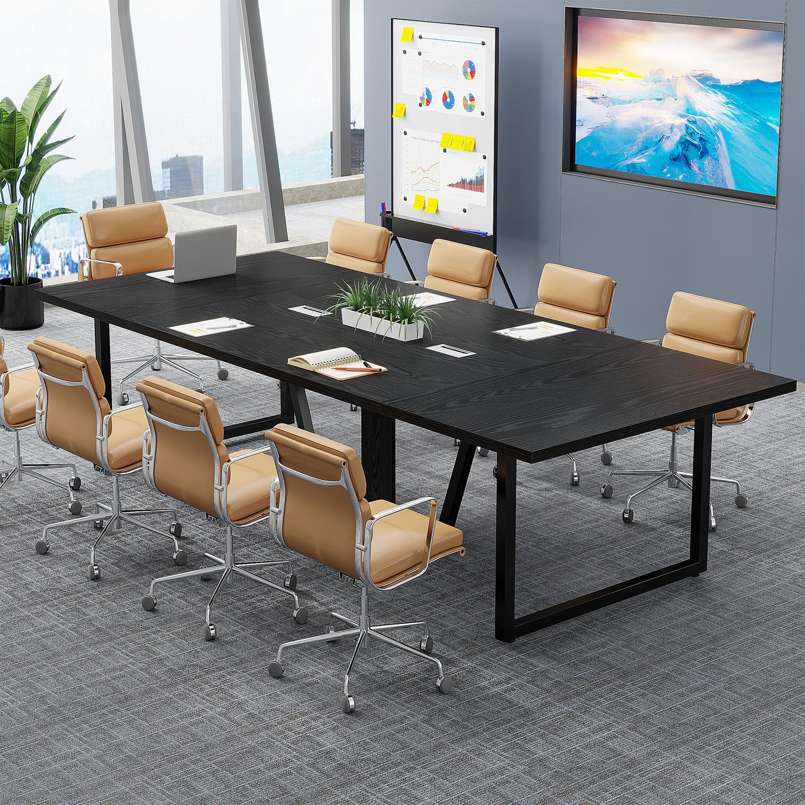 Conference Table 8FT 94.49 L x 47.24 W 29.53 H Grey XK00776 Tribesigns