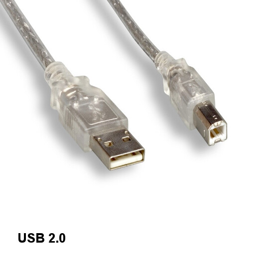 Kentek 15ft USB 2.0 Type A to B Cable 28AWG Male HighSpeed Scanner Printer Clear