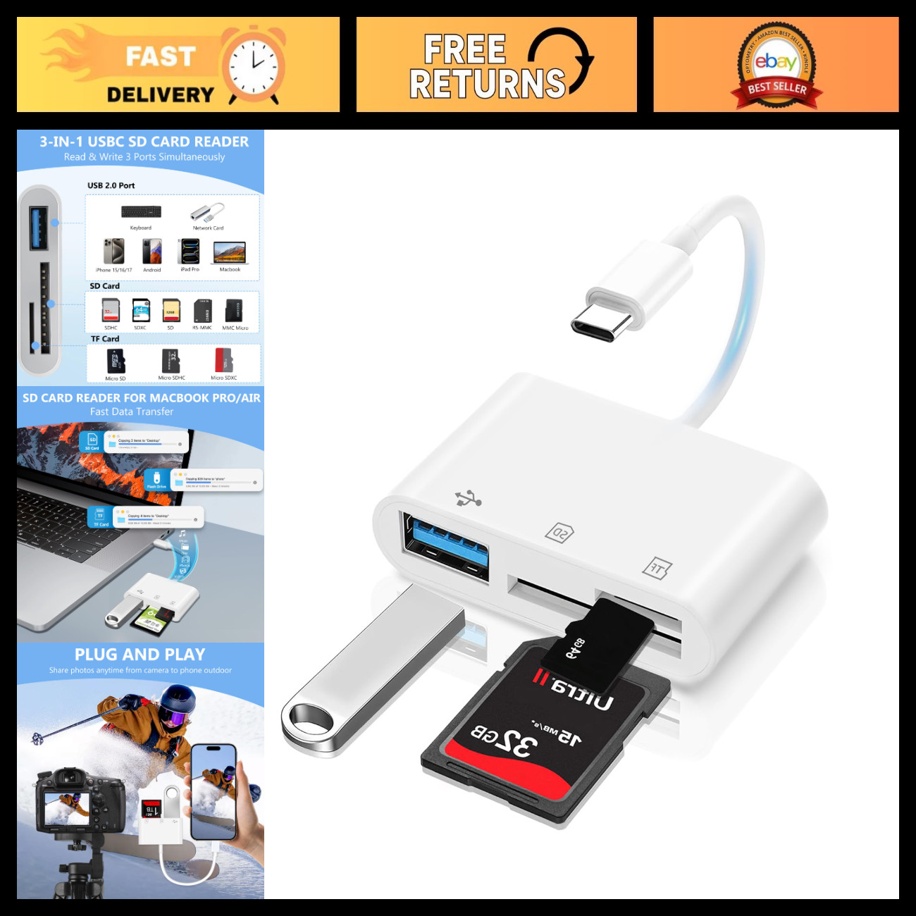 USB C Dual Slot OTG Camera Adapter - High-Speed Data Transfer & Versatile Connec