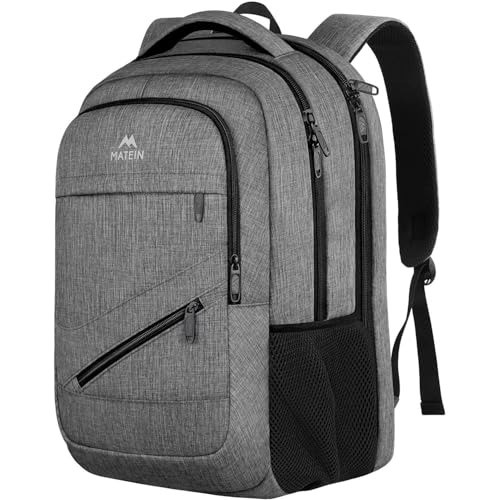 TSA Approved Travel Laptop Backpack for 17 Inch Devices - Water Resistant Grey