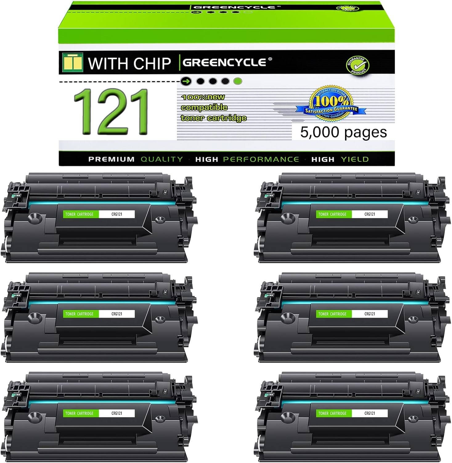 6 PACK Toner Cartridge Compatible For Canon 121 3252C001 ImageClass D1650 D1620