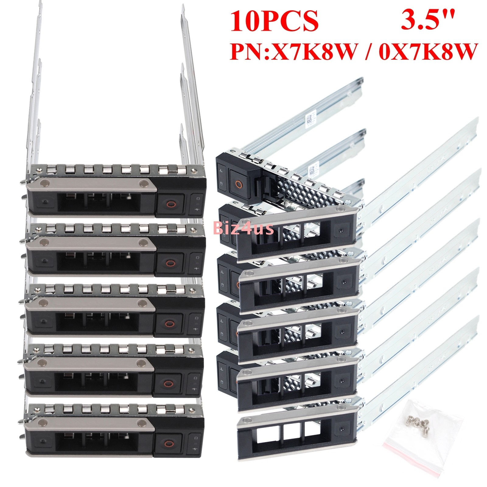 10PCS 3.5" HDD Drive Tray Caddy X7K8W 0X7K8W ForDell R440 R540 R640 R740 R740XD