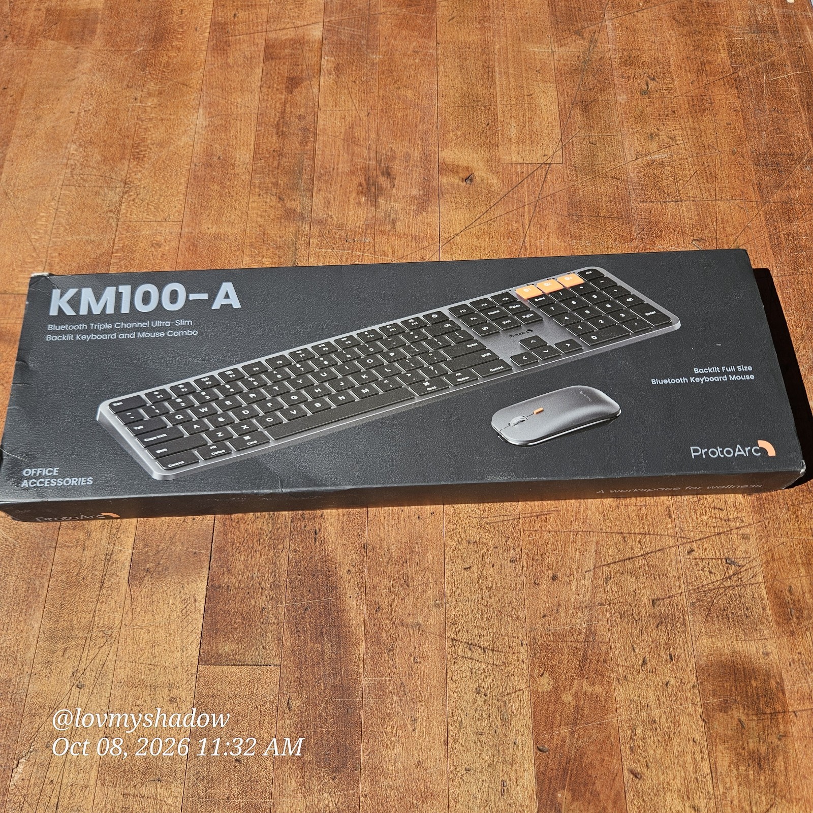 ProtoArc Backlit Bluetooth Keyboard and Mouse for Mac KM100-A Full Size Wireless