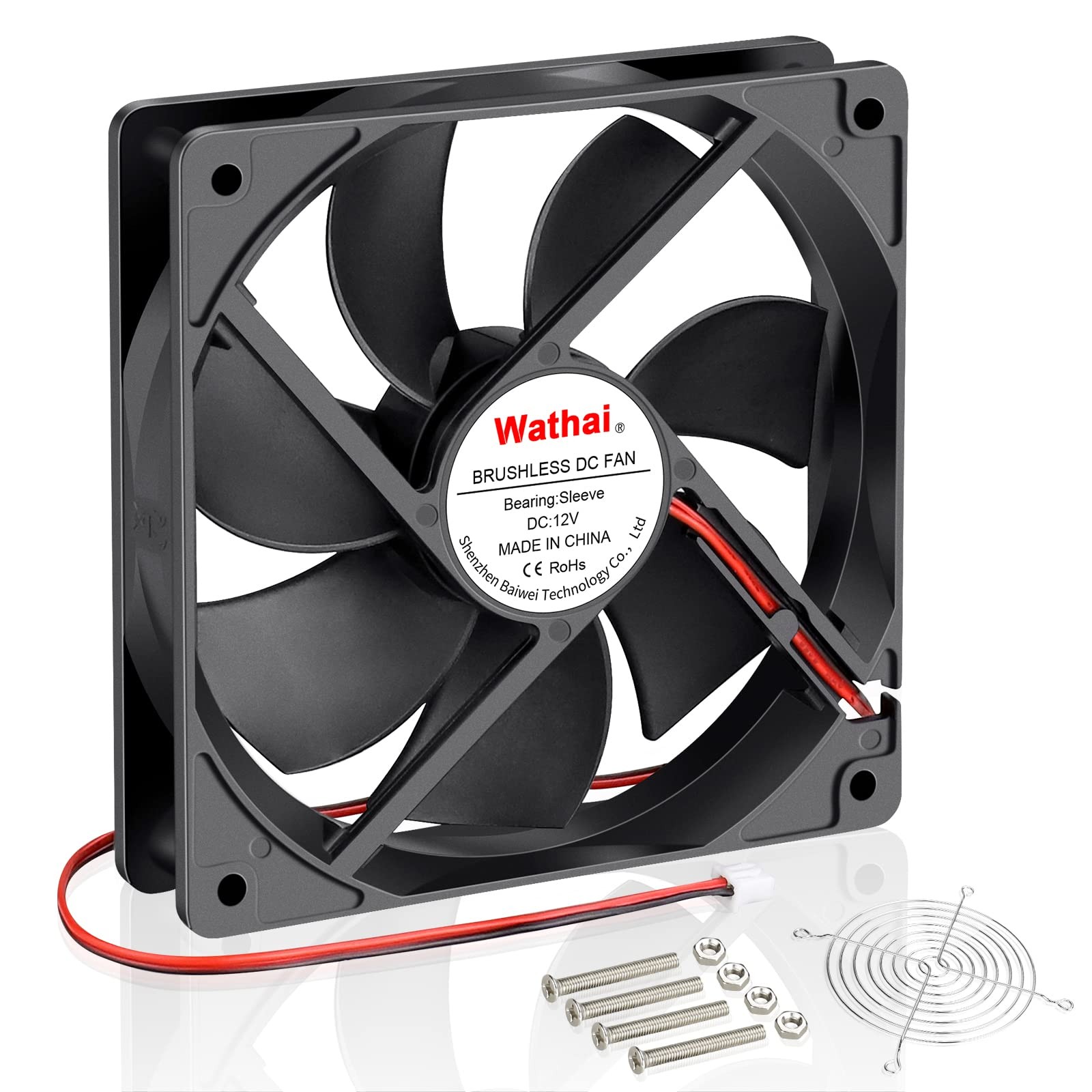 120mm DC Cooling Fan 12V 3000 RPM 2 Pin High Airflow 120x120x25mm Replacement