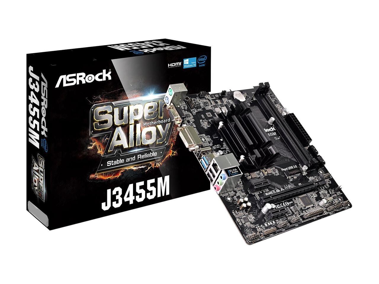 ASRock J3455M Intel Quad-Core Celeron Processor Micro ATX Motherboard/ CPU Combo