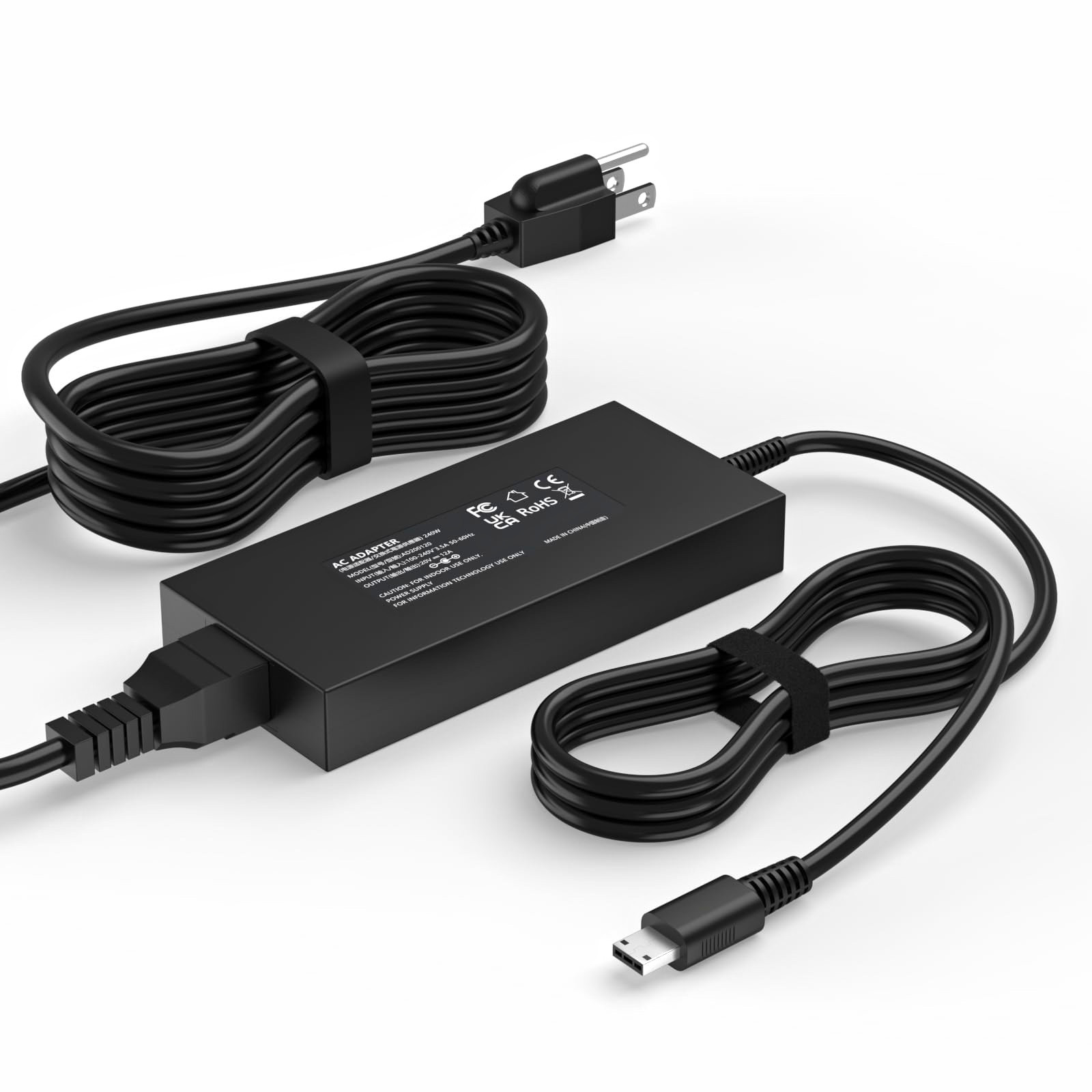 AC Power Adapter Charger Black with US Plug Inline Power Brick USB Connector