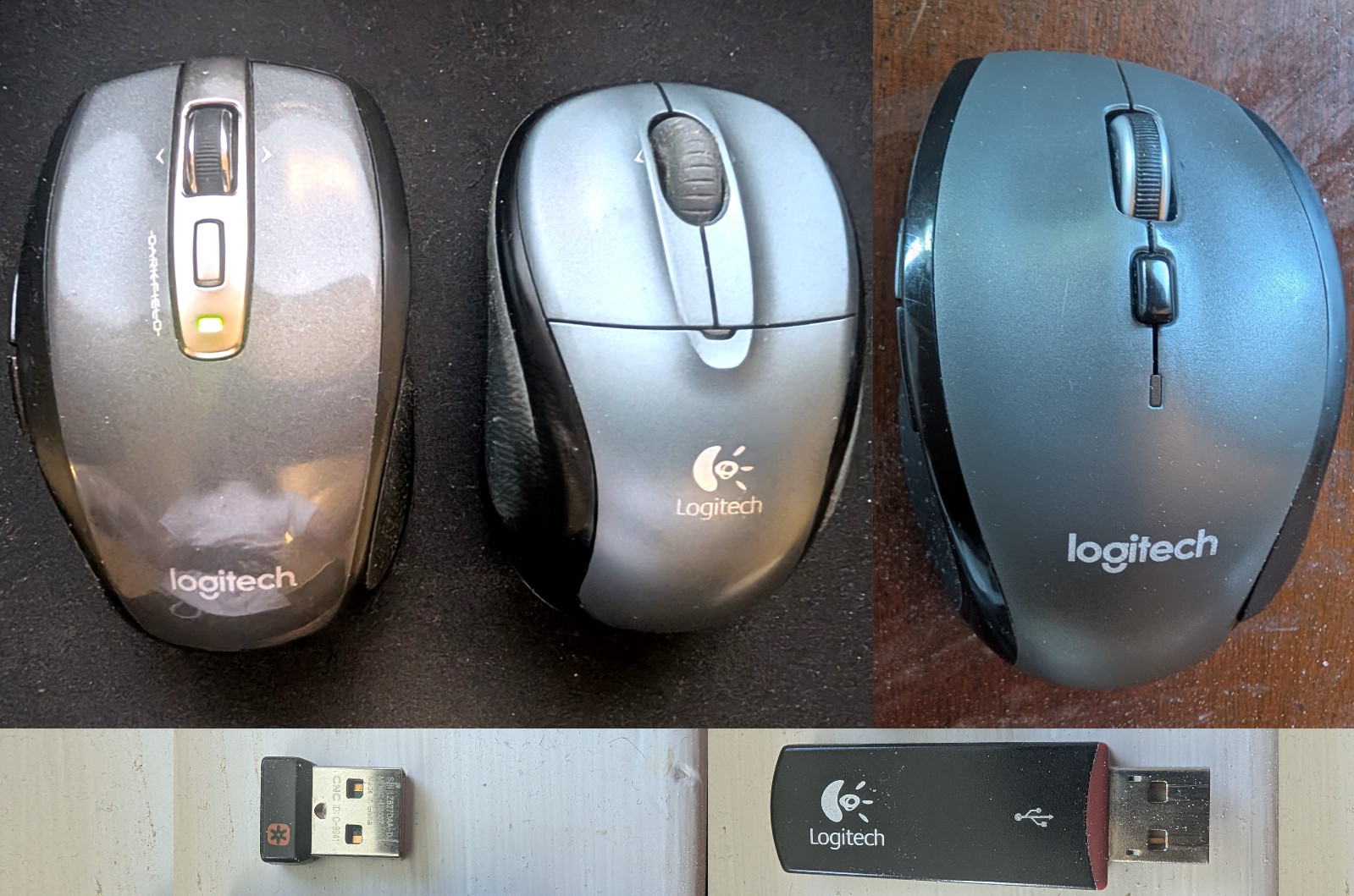 3 Logitech Mice Anywhere MX/ M705/ M185 Wireless Mouse +Receiver TESTED WORKING