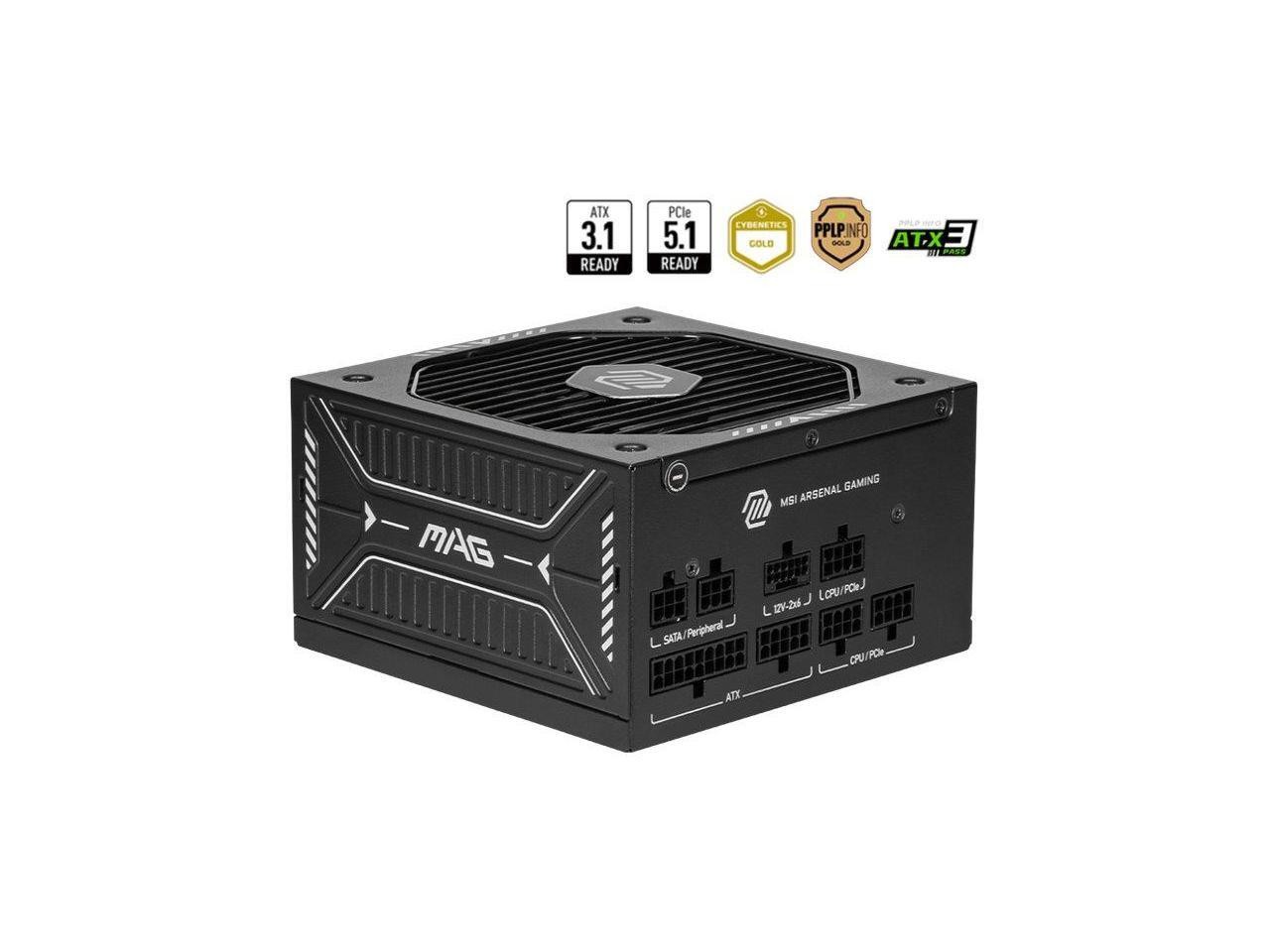 MSI MAG A650GLS PCIE5, Fully Modular Compact Gaming 650W Power Supply, 80+ Gold,