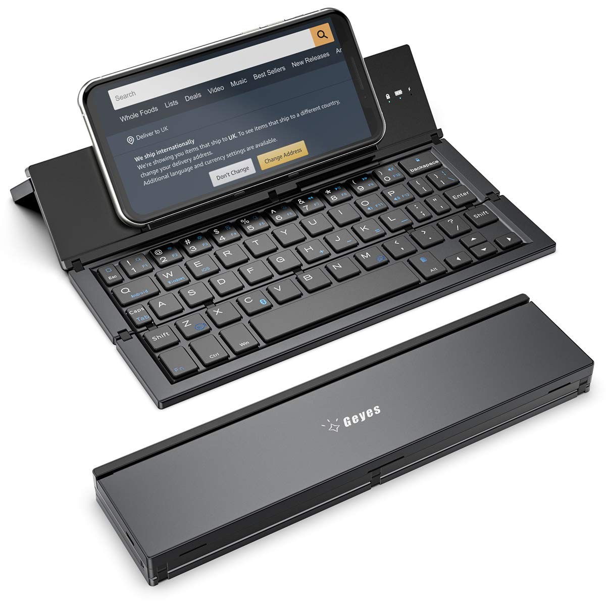 Geyes Foldable Bluetooth Keyboard Portable Folding Wireless Keyboard W