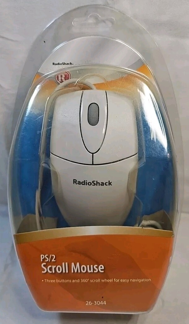 *VINTAGE* NEW OLD STOCK RadioShack 3 Button PS/2 Scroll Mouse 26-3044 520 DPI 
