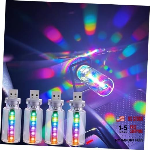 4 PCS Car USB Light, 13 in 1 Touch Adjustment LED Car Lights, 7 Seven Colors