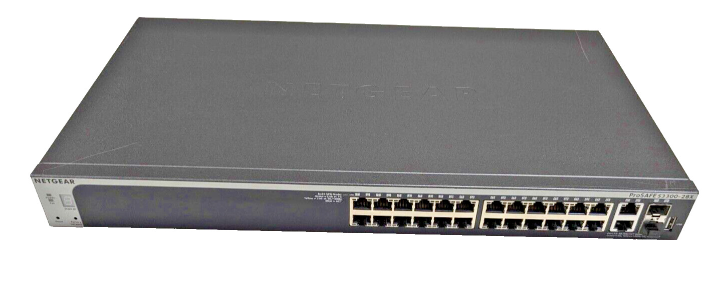 NETGEAR GS728TX-100NES ProSAFE 28-Port Stackable Smart Switch, USED NO RACK EARS