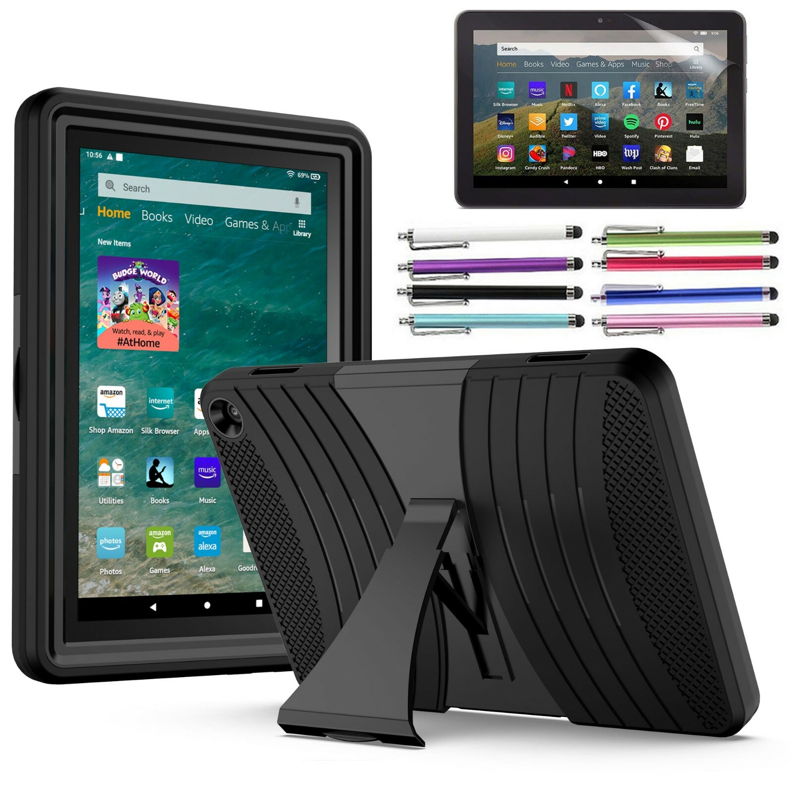 New Amazon Fire HD 8 Case 12th Generation 2024/2022 Full Body Rugged Stand Cover