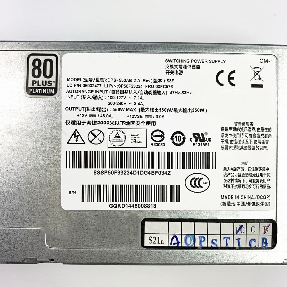 DPS-550AB-2A 00FC576 Server Power Supply Replacement for Delta RD440 RD540 RD630